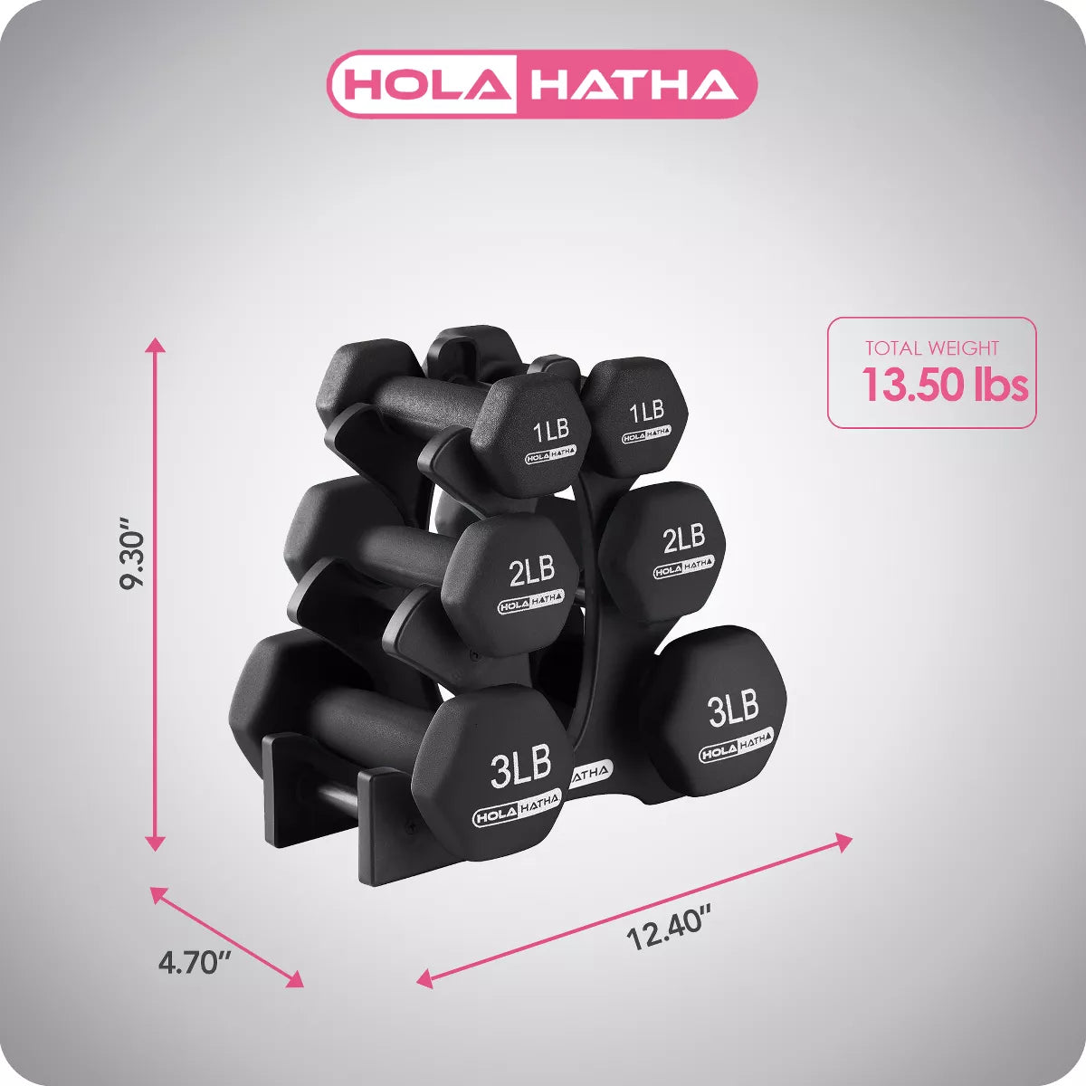 Holahatha 1, 2, and 3 Pound Neoprene Dumbbell Weight Set