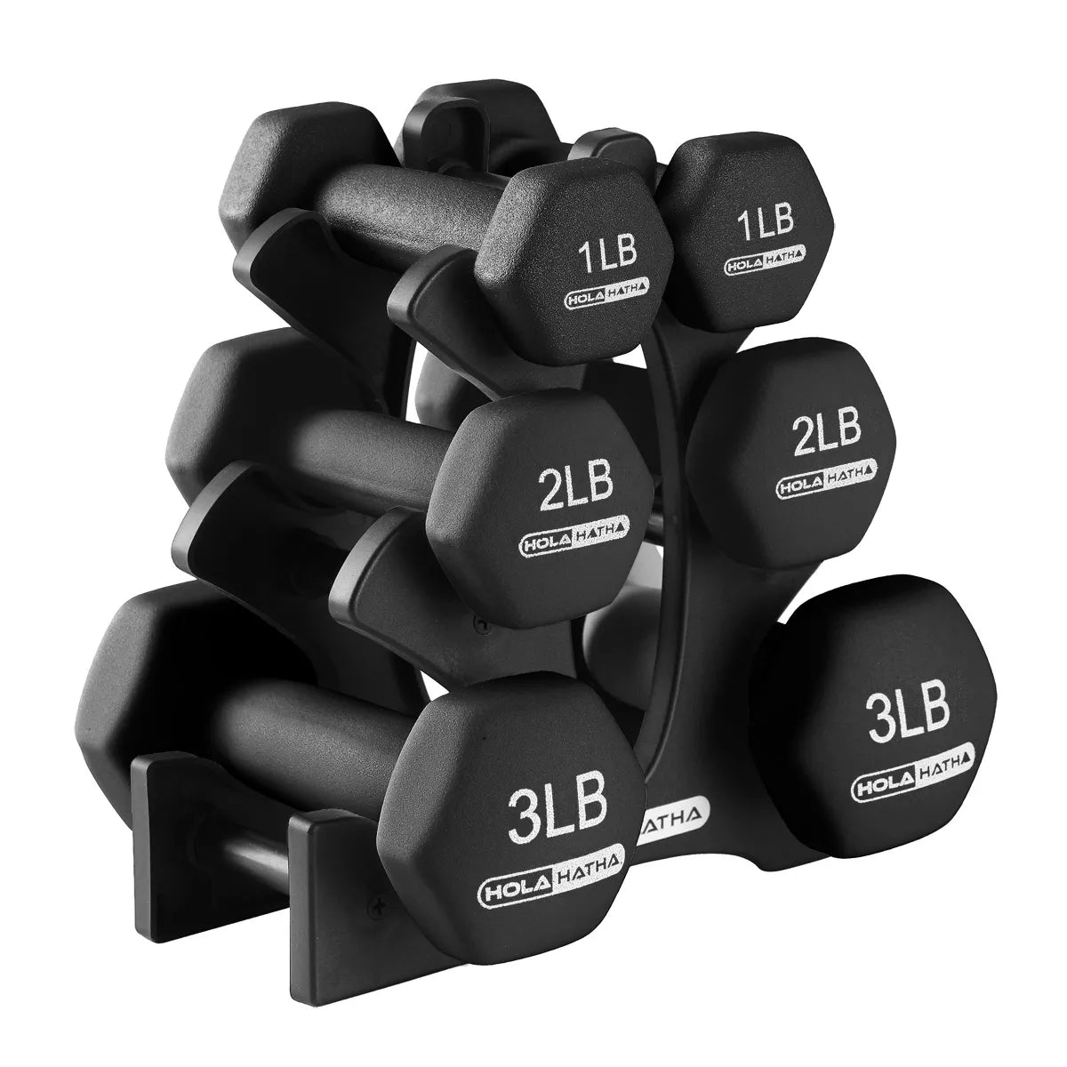 Holahatha 1, 2, and 3 Pound Neoprene Dumbbell Weight Set