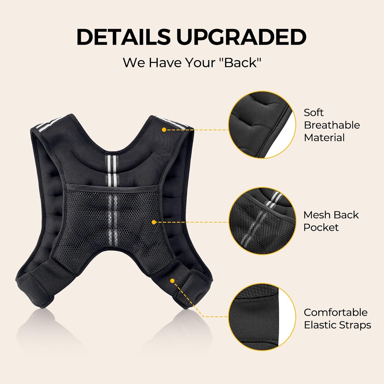 Weighted Vest,4Lb/6Lb/10Lb/12Lb/16Lb/20Lb/25Lb/30Lb Weight Vest with Reflective Stripe