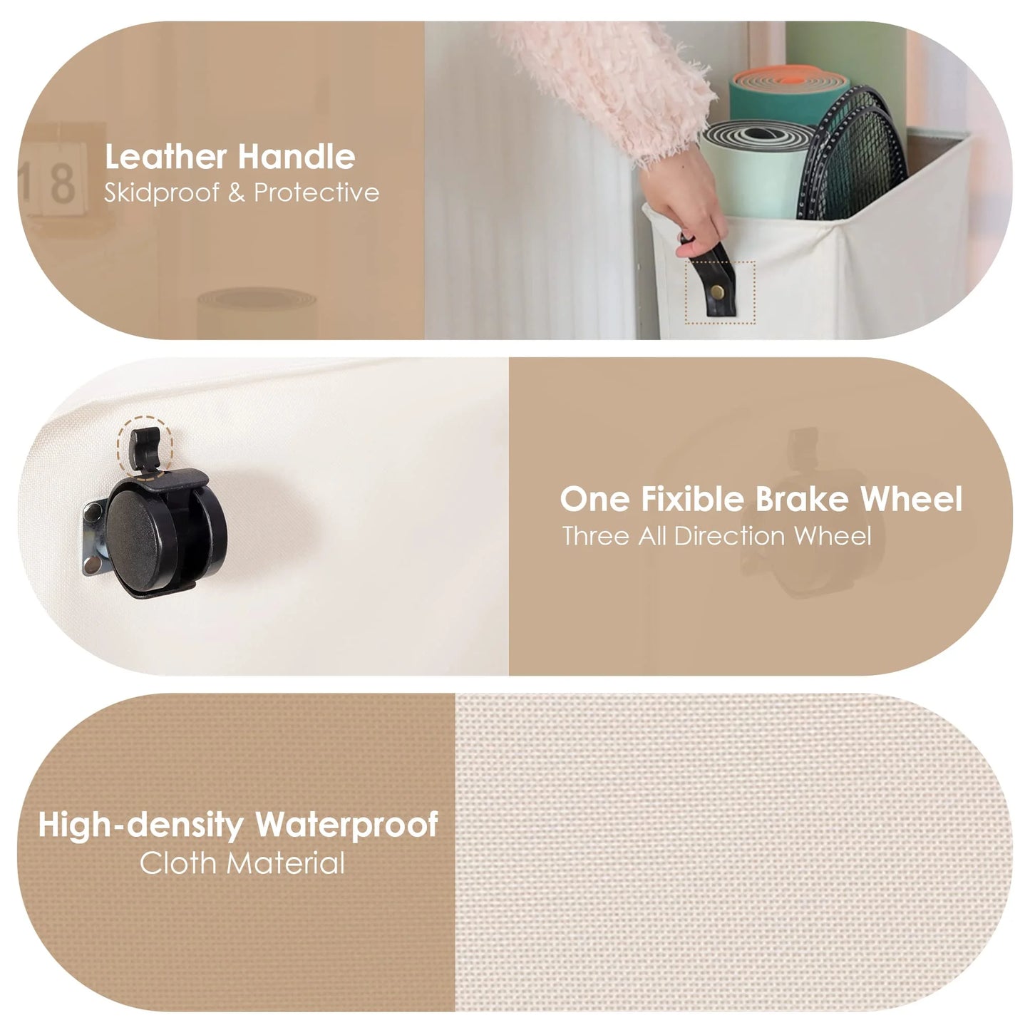 Yoga Mat Storage Rack, 22ββ Large Yoga Mat Holder with Wheels, White