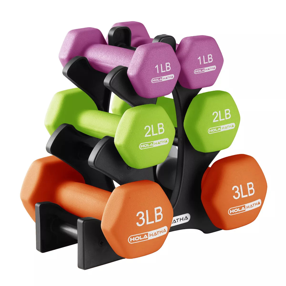 Holahatha 1, 2, and 3 Pound Neoprene Dumbbell Weight Set