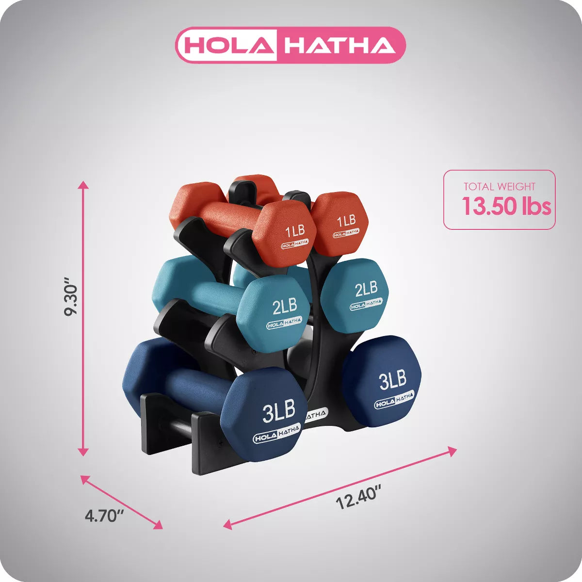 Holahatha 1, 2, and 3 Pound Neoprene Dumbbell Weight Set
