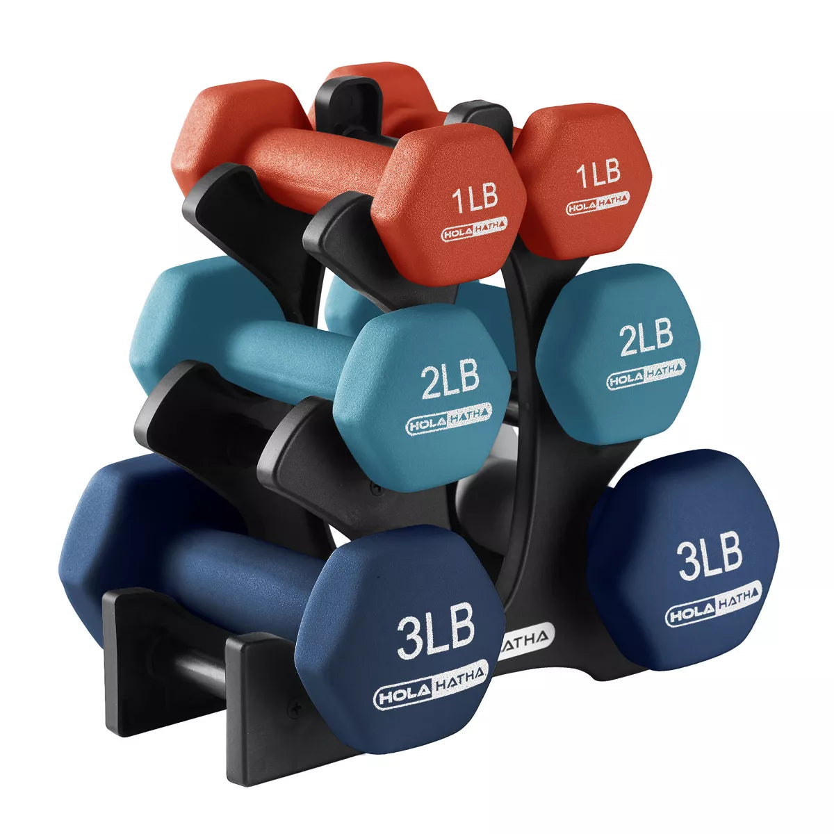 Holahatha 1, 2, and 3 Pound Neoprene Dumbbell Weight Set