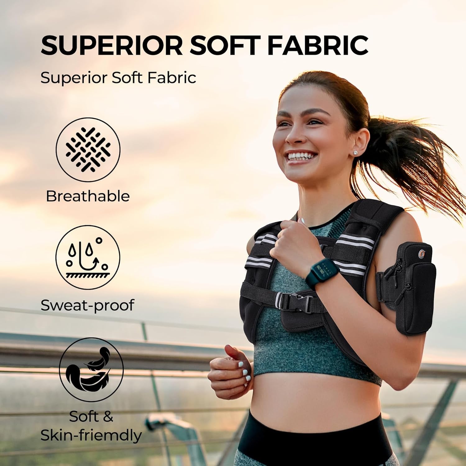 Weighted Vest,4Lb/6Lb/10Lb/12Lb/16Lb/20Lb/25Lb/30Lb Weight Vest with Reflective Stripe