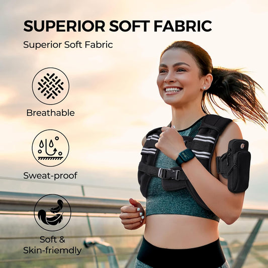 Weighted Vest,4Lb/6Lb/10Lb/12Lb/16Lb/20Lb/25Lb/30Lb Weight Vest with Reflective Stripe