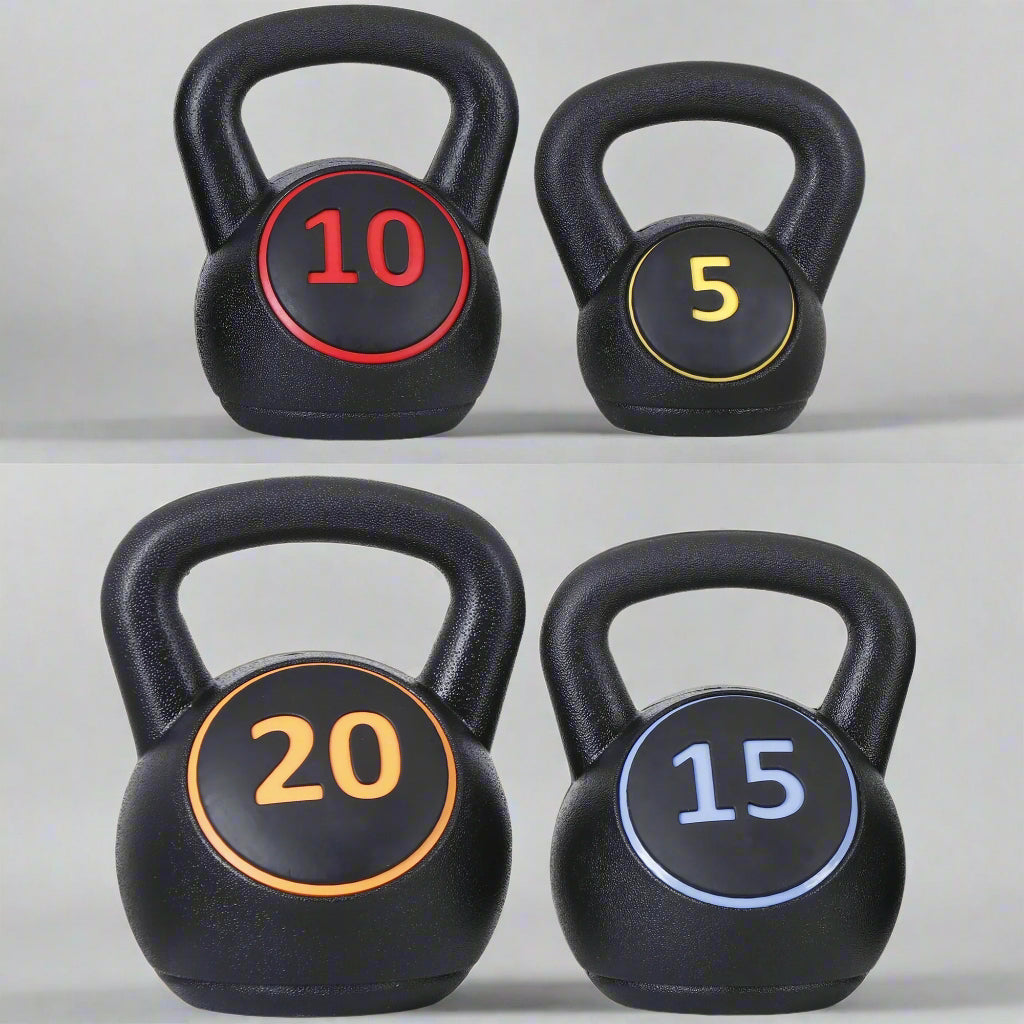 4 Piece Kettlebell Set - 5Lb 10Lb 15Lb 20Lb Workout Fitness Weight Set Wide Grap