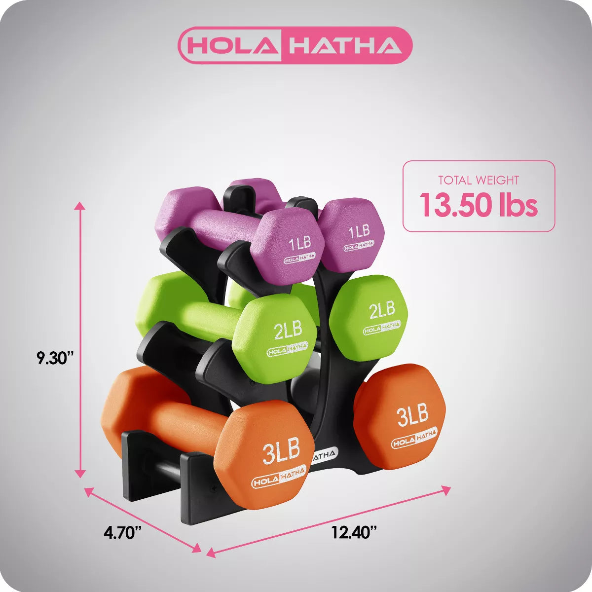 Holahatha 1, 2, and 3 Pound Neoprene Dumbbell Weight Set