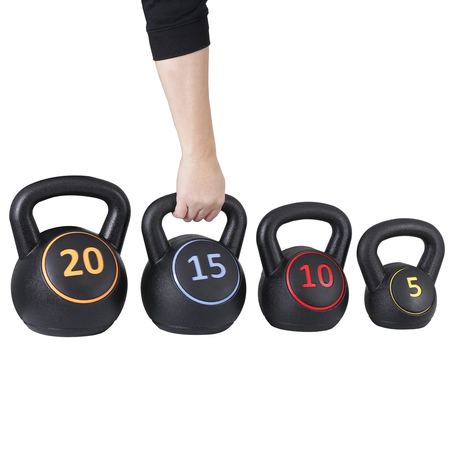 4 Piece Kettlebell Set - 5Lb 10Lb 15Lb 20Lb Workout Fitness Weight Set Wide Grap